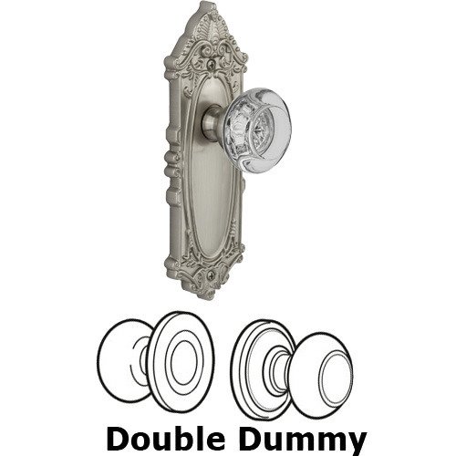Double Dummy - Grande Victorian Plate with Bordeaux Crystal Knob in Satin Nickel