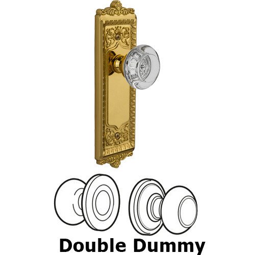 Double Dummy - Windsor Plate with Bordeaux Crystal Knob in Polished Brass