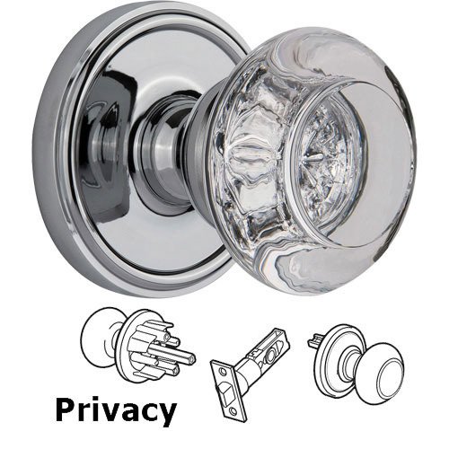 Privacy Knob - Georgetown with Bordeaux Crystal Knob in Bright Chrome