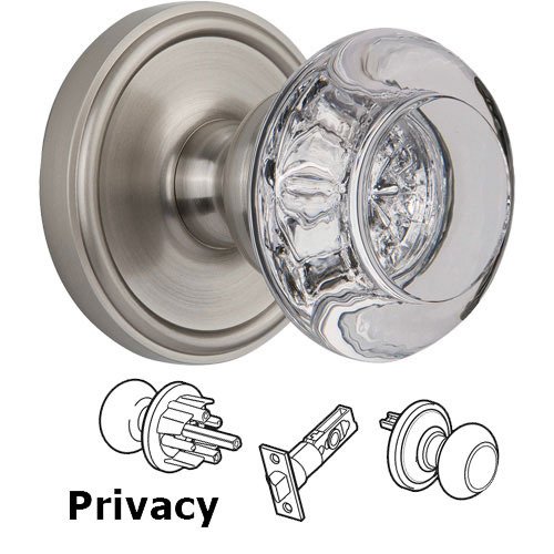 Privacy Knob - Georgetown with Bordeaux Crystal Knob in Satin Nickel