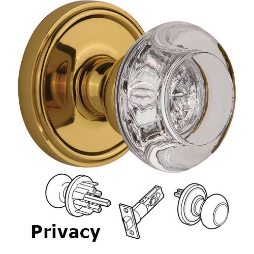 Privacy Knob - Georgetown with Bordeaux Crystal Knob in Lifetime Brass