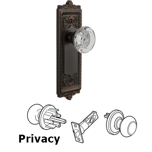 Privacy Knob - Windsor Plate with Bordeaux Crystal Knob in Timeless Bronze
