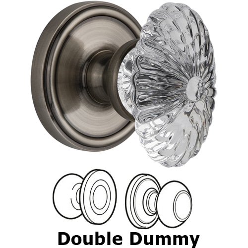 Double Dummy - Georgetown with Burgundy Crystal Knob in Antique Pewter