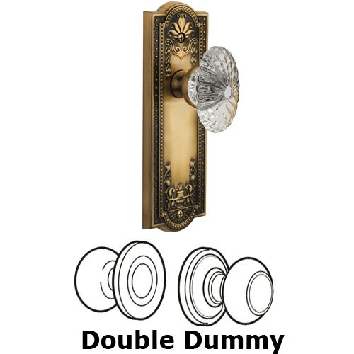 Double Dummy - Parthenon Plate with Burgundy Crystal Knob in Vintage Brass