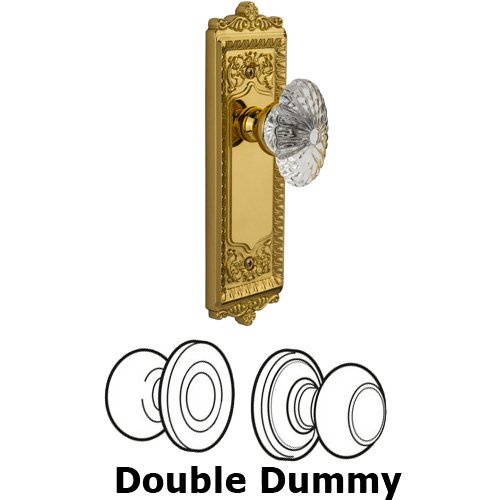 Double Dummy - Windsor Plate with Burgundy Crystal Knob in Polished Brass