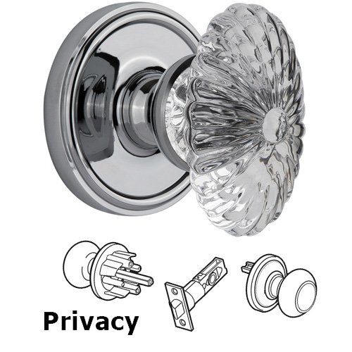 Privacy Knob - Georgetown with Burgundy Crystal Knob in Bright Chrome