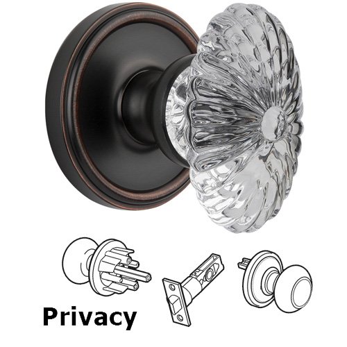 Privacy Knob - Georgetown with Burgundy Crystal Knob in Timeless Bronze