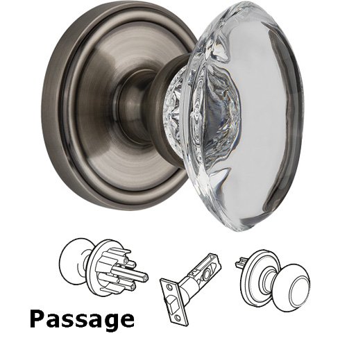 Passage Knob - Georgetown with Provence Crystal Knob in Antique Pewter