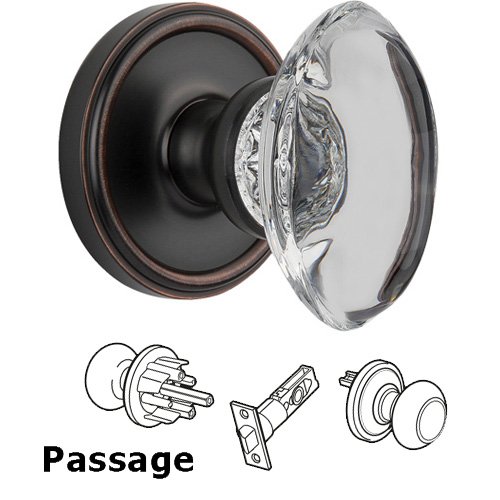 Passage Knob - Georgetown with Provence Crystal Knob in Timeless Bronze