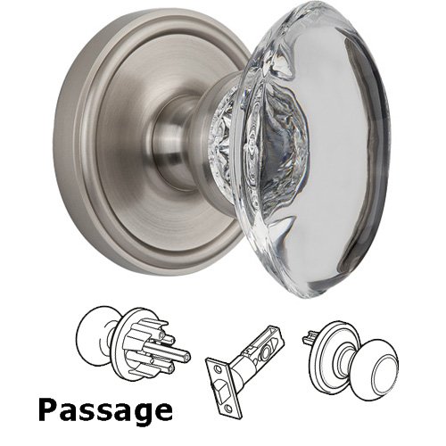 Passage Knob - Georgetown with Provence Crystal Knob in Satin Nickel