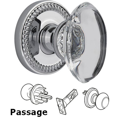 Passage Knob - Newport with Provence Crystal Knob in Bright Chrome