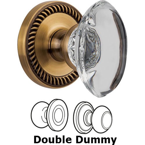 Double Dummy - Newport with Provence Crystal Knob in Vintage Brass