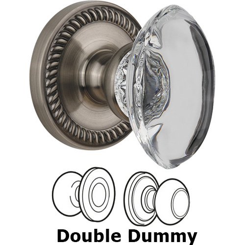 Double Dummy - Newport with Provence Crystal Knob in Antique Pewter