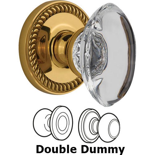 Double Dummy - Newport with Provence Crystal Knob in Polished Brass