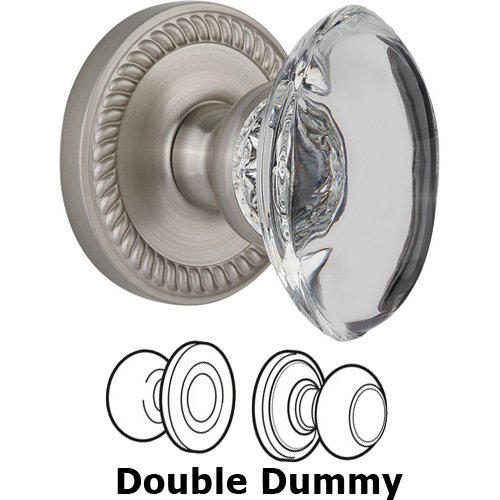Double Dummy - Newport with Provence Crystal Knob in Satin Nickel