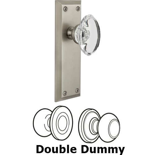 Double Dummy - Fifth Avenue Plate with Provence Crystal Knob in Satin Nickel