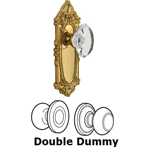 Double Dummy - Grande Victorian Plate with Provence Crystal Knob in Polished Brass