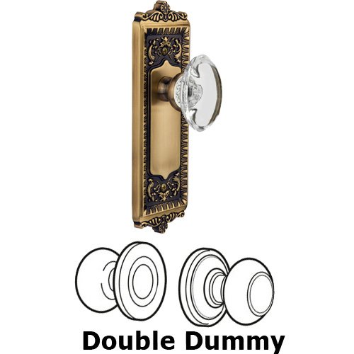 Double Dummy - Windsor Plate with Provence Crystal Knob in Vintage Brass