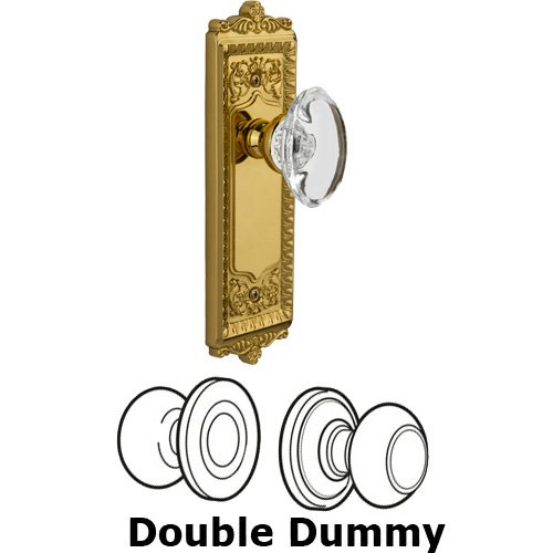 Double Dummy - Windsor Plate with Provence Crystal Knob in Polished Brass