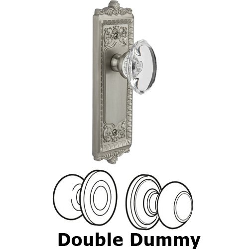Double Dummy - Windsor Plate with Provence Crystal Knob in Satin Nickel
