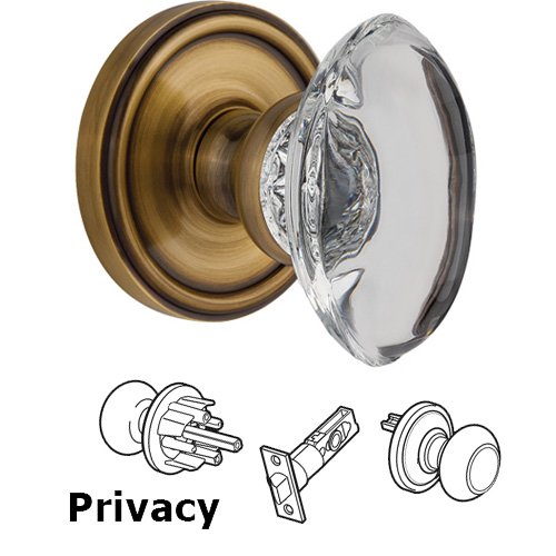 Privacy Knob - Georgetown with Provence Crystal Knob in Vintage Brass