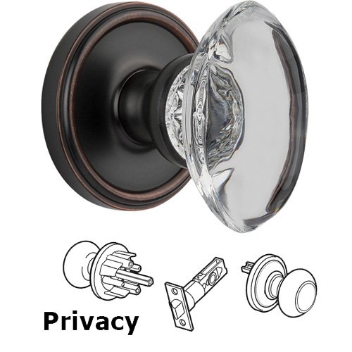 Privacy Knob - Georgetown with Provence Crystal Knob in Timeless Bronze