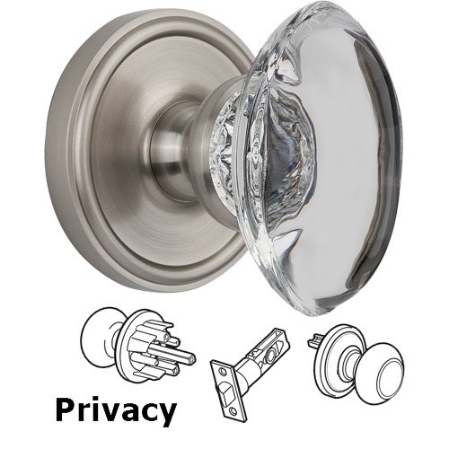 Privacy Knob - Georgetown with Provence Crystal Knob in Satin Nickel