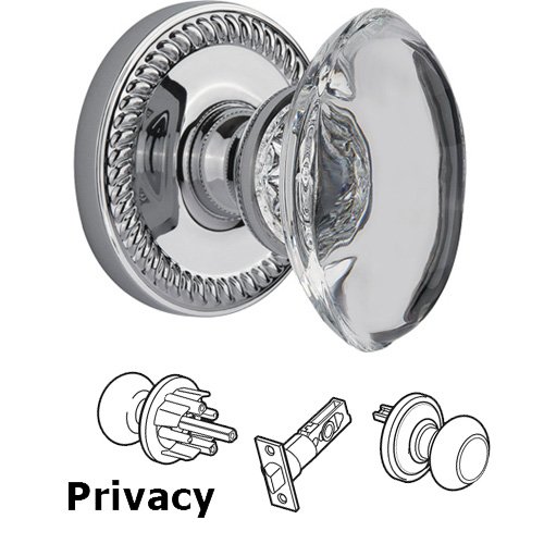 Privacy Knob - Newport with Provence Crystal Knob in Bright Chrome