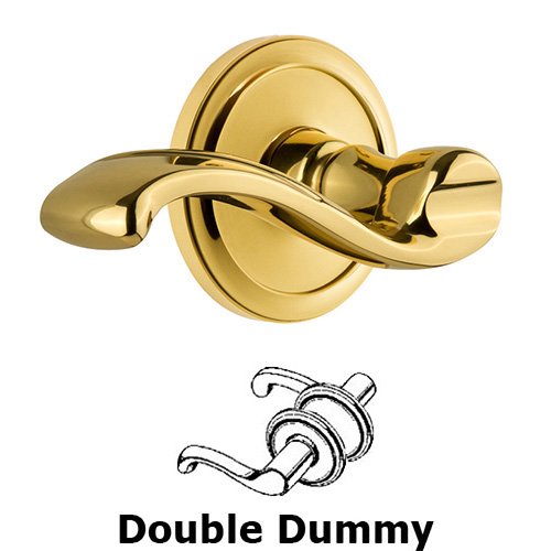 Double Dummy Circulaire Rosette with Portofino Right Handed Lever in Polished Brass