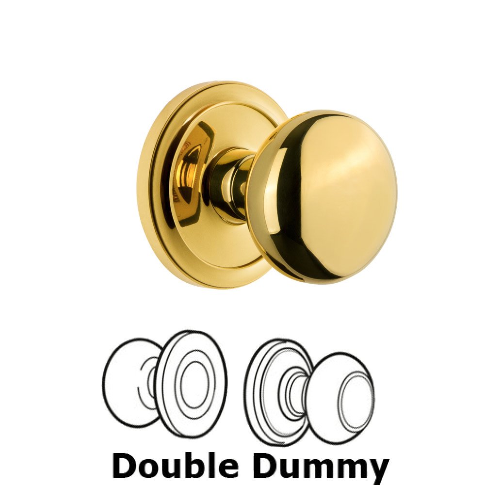 Grandeur Circulaire Rosette Double Dummy with Fifth Avenue Knob in Polished Brass