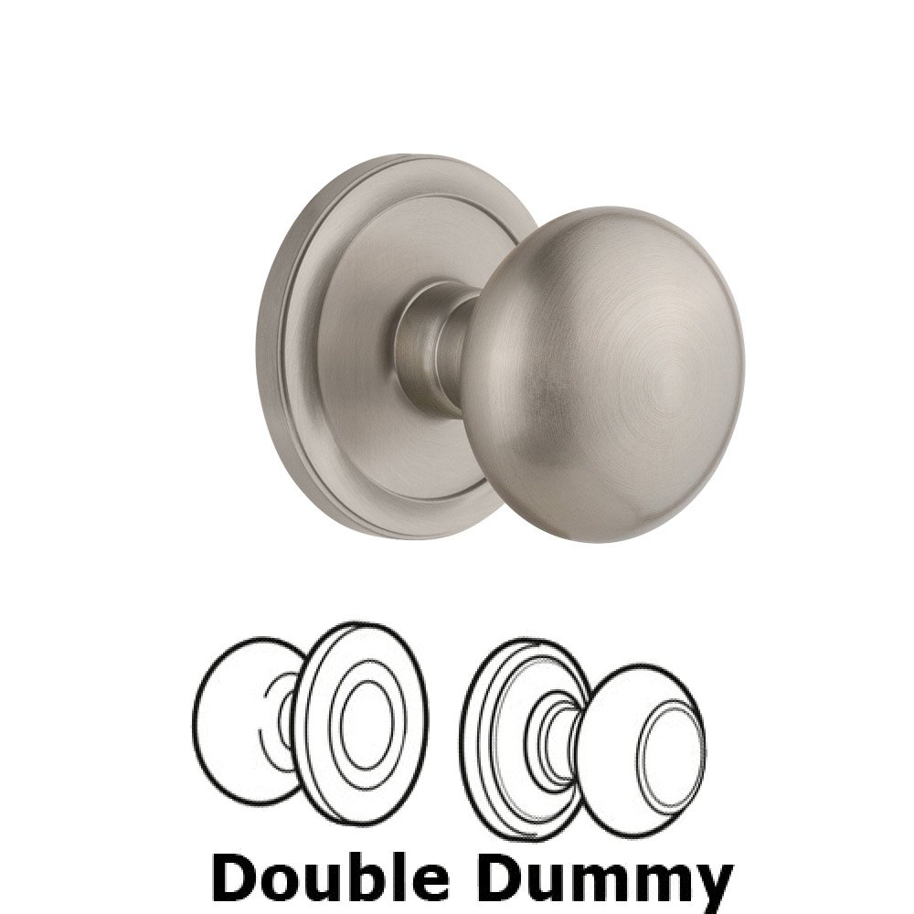 Grandeur Circulaire Rosette Double Dummy with Fifth Avenue Knob in Satin Nickel