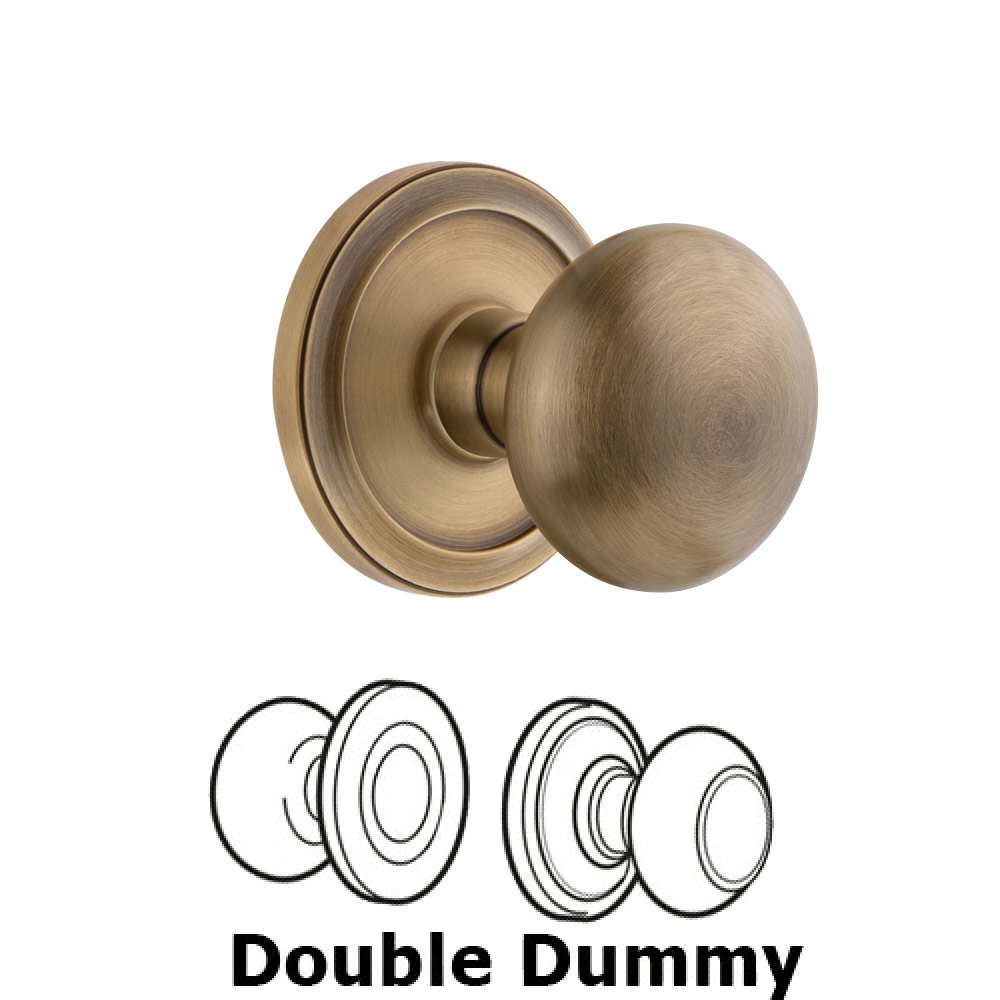 Grandeur Circulaire Rosette Double Dummy with Fifth Avenue Knob in Vintage Brass