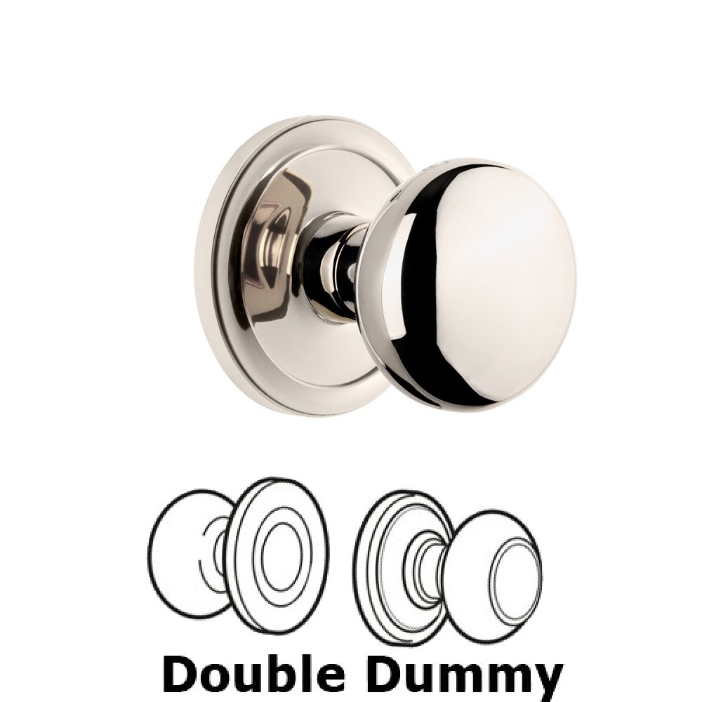 Grandeur Circulaire Rosette Double Dummy with Fifth Avenue Knob in Polished Nickel