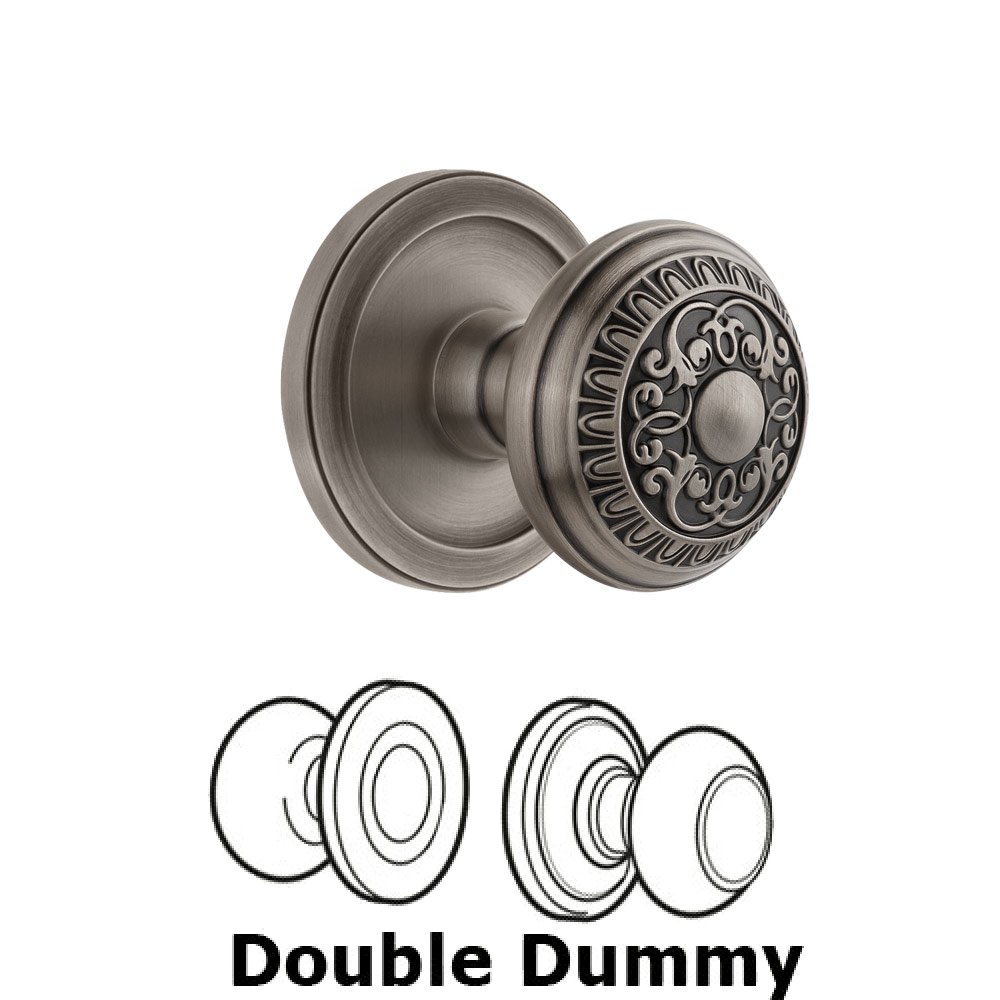 Grandeur Circulaire Rosette Double Dummy with Windsor Knob in Antique Pewter
