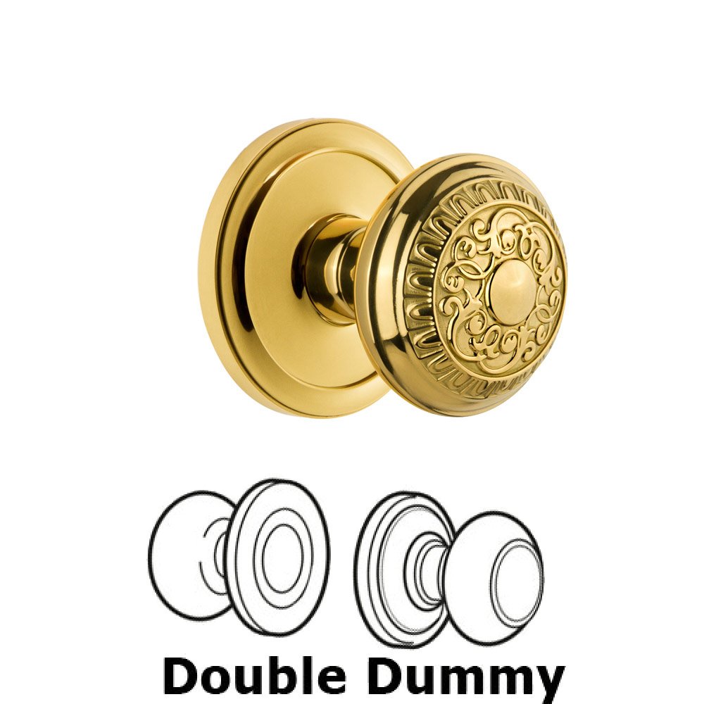 Grandeur Circulaire Rosette Double Dummy with Windsor Knob in Polished Brass