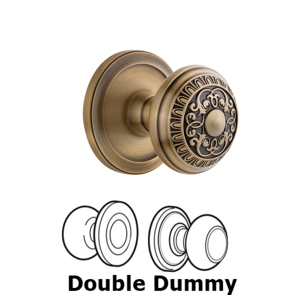 Grandeur Circulaire Rosette Double Dummy with Windsor Knob in Vintage Brass