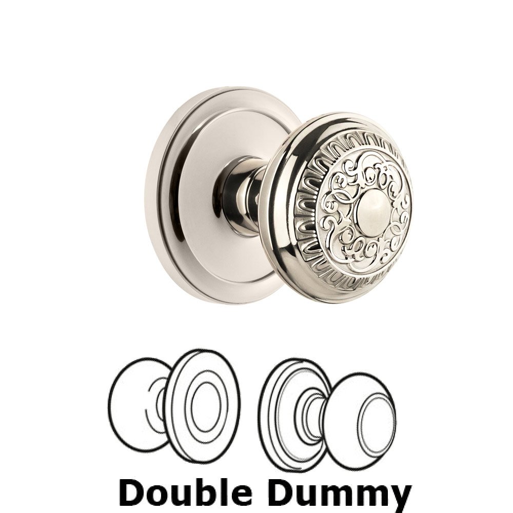 Grandeur Circulaire Rosette Double Dummy with Windsor Knob in Polished Nickel