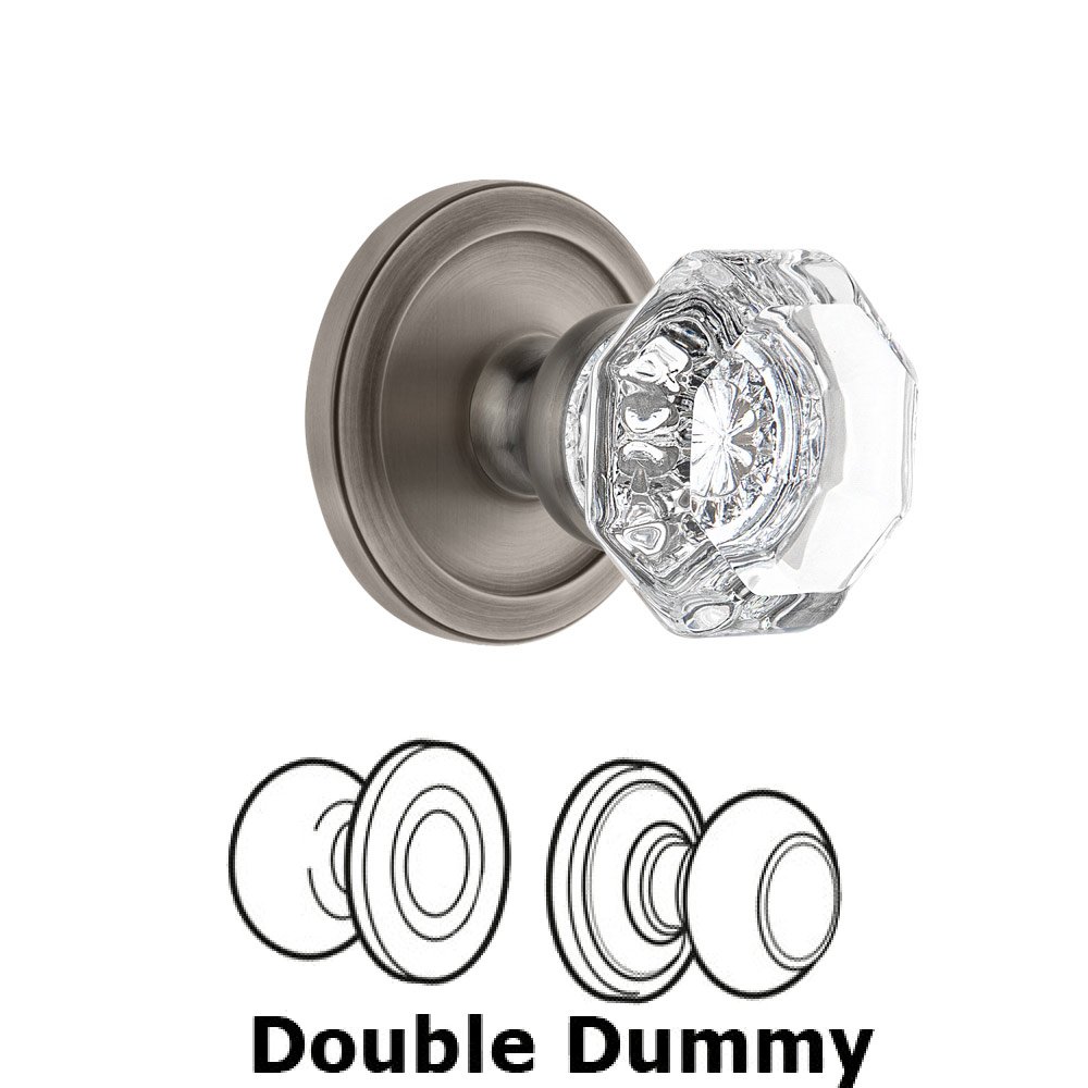 Grandeur Circulaire Rosette Double Dummy with Chambord Crystal Knob in Antique Pewter