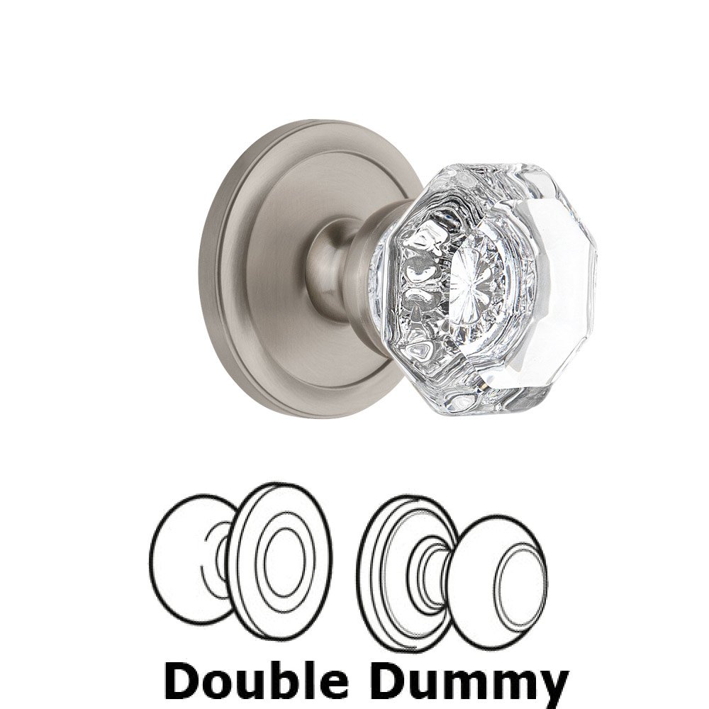Grandeur Circulaire Rosette Double Dummy with Chambord Crystal Knob in Satin Nickel
