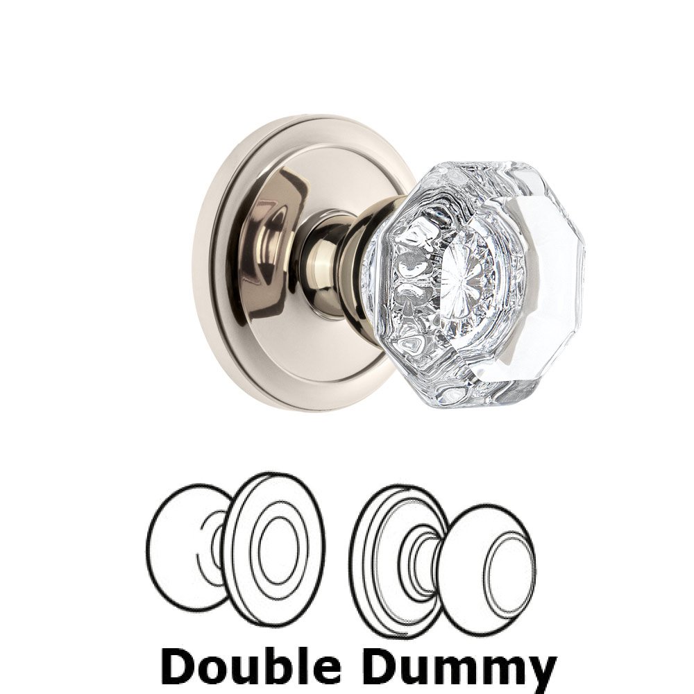 Grandeur Circulaire Rosette Double Dummy with Chambord Crystal Knob in Polished Nickel
