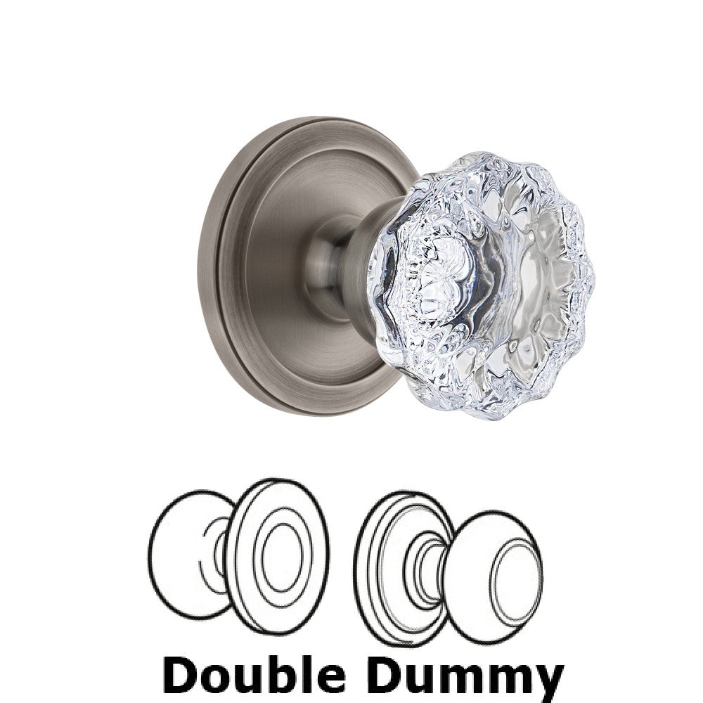 Grandeur Circulaire Rosette Double Dummy with Fontainebleau Crystal Knob in Antique Pewter