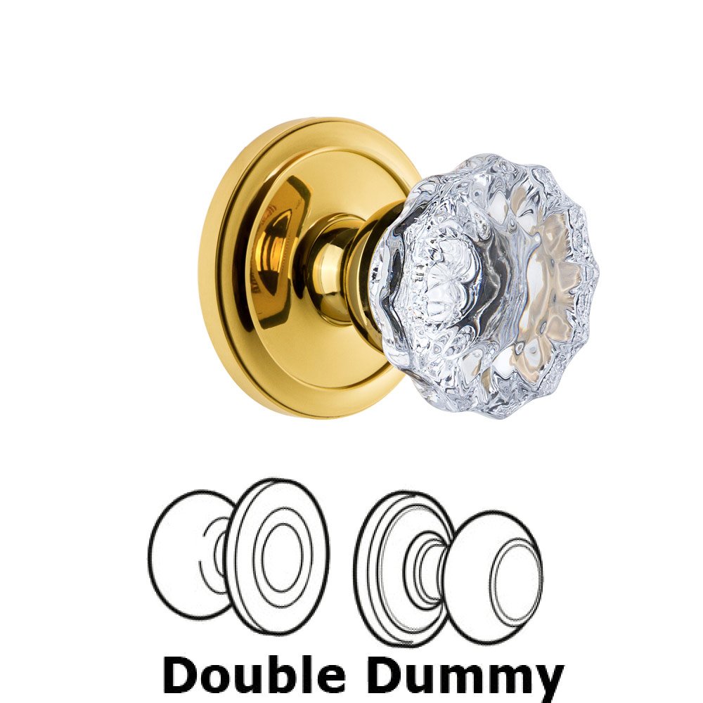 Grandeur Circulaire Rosette Double Dummy with Fontainebleau Crystal Knob in Polished Brass