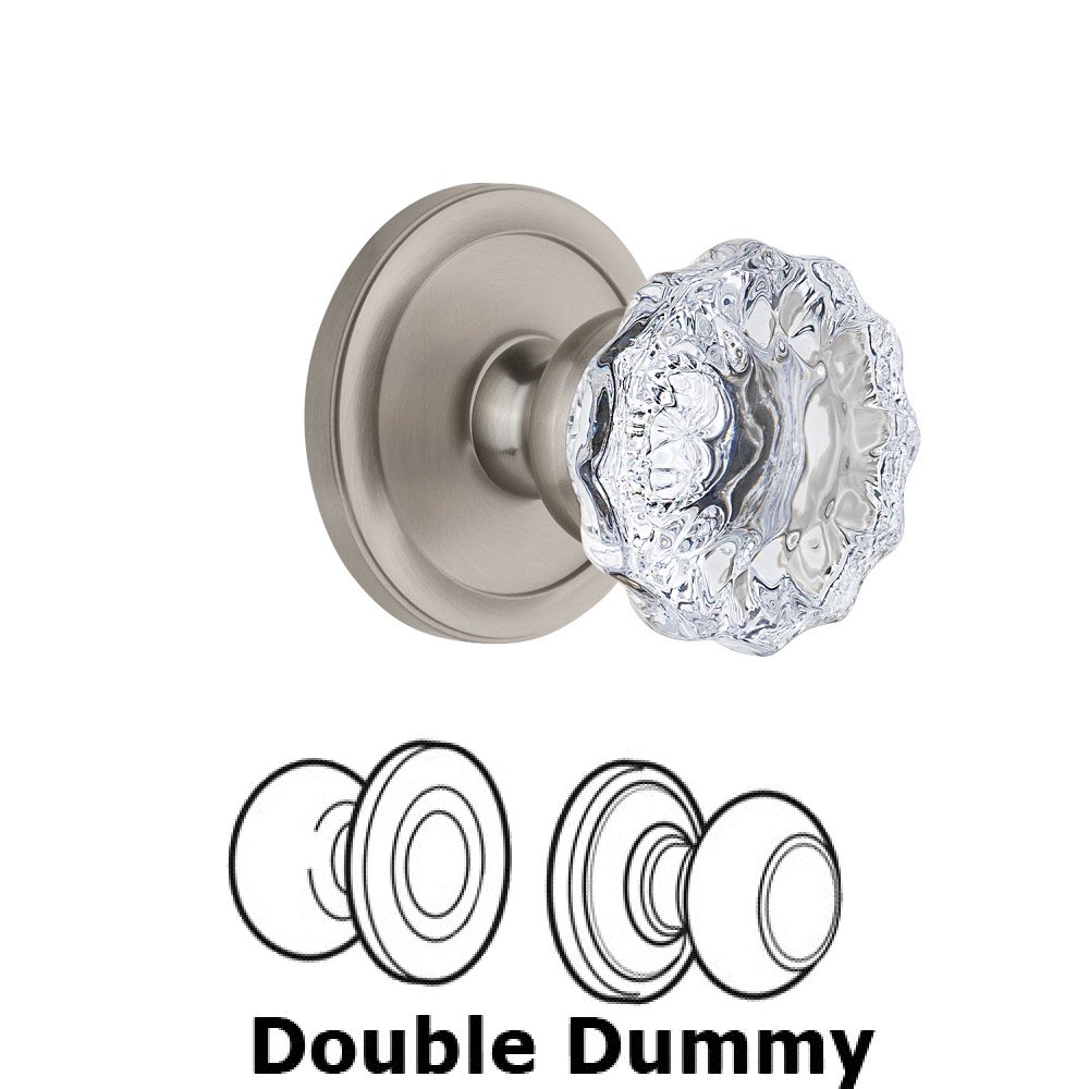 Grandeur Circulaire Rosette Double Dummy with Fontainebleau Crystal Knob in Satin Nickel