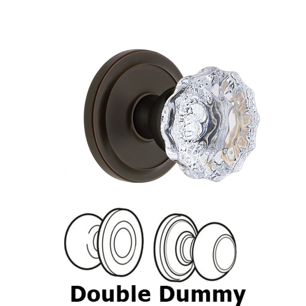 Grandeur Circulaire Rosette Double Dummy with Fontainebleau Crystal Knob in Timeless Bronze