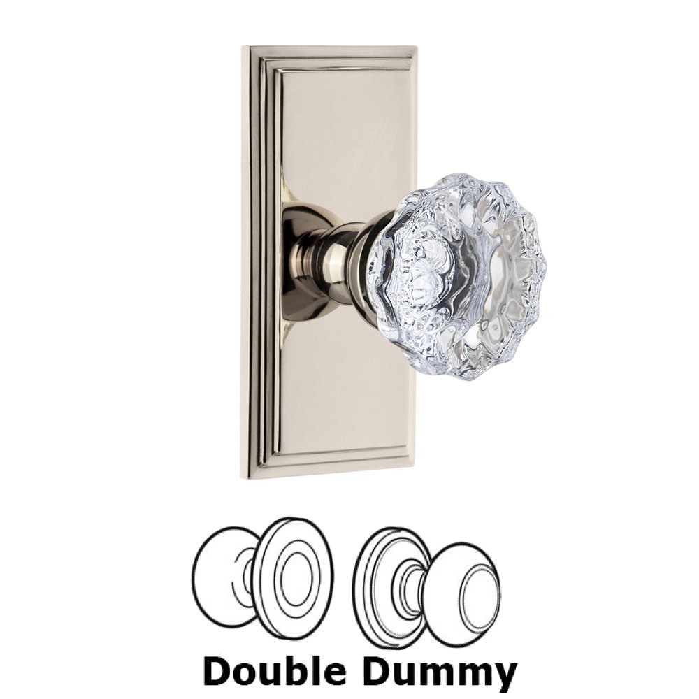 Grandeur Circulaire Rosette Double Dummy with Fontainebleau Crystal Knob in Polished Nickel
