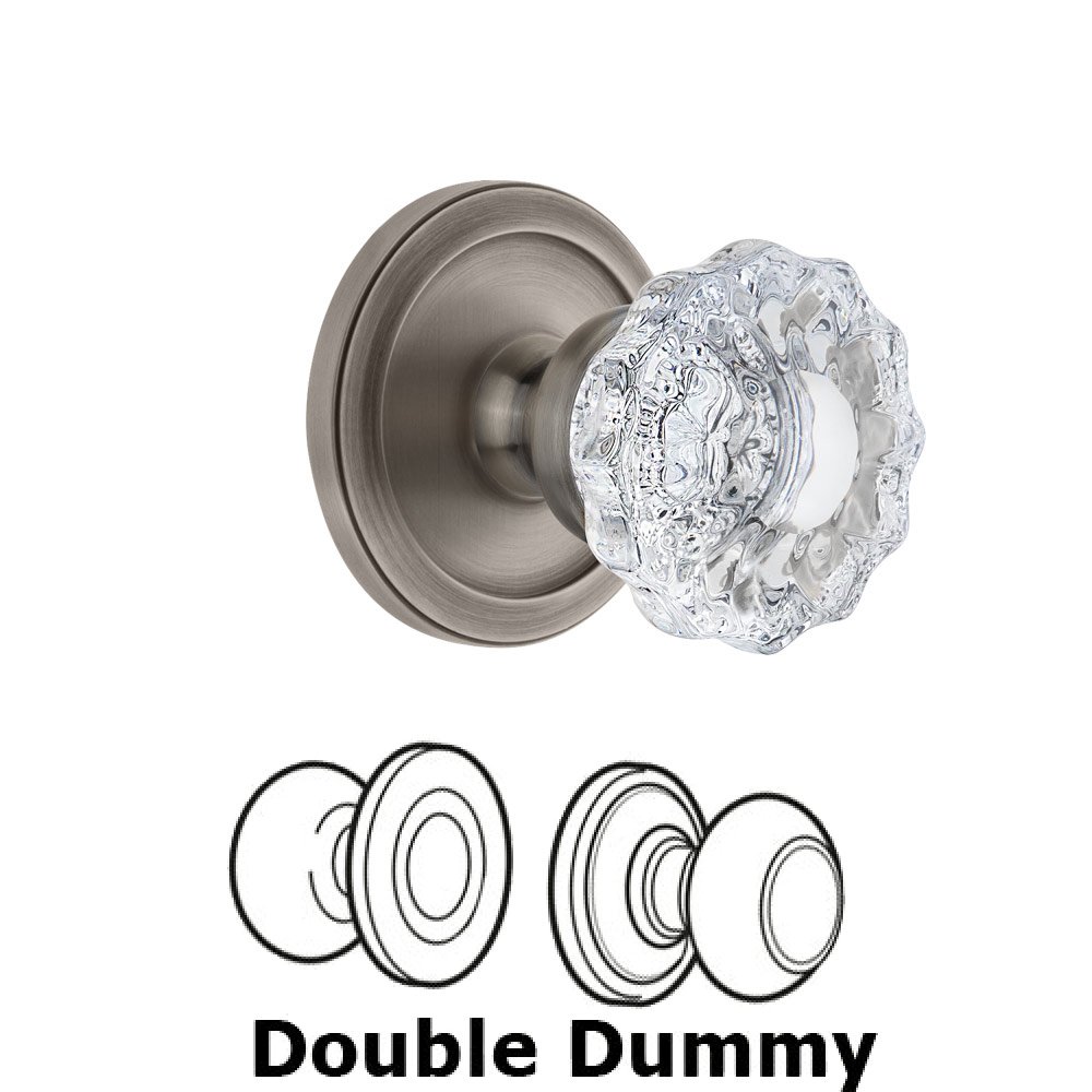Grandeur Circulaire Rosette Double Dummy with Versailles Crystal Knob in Antique Pewter