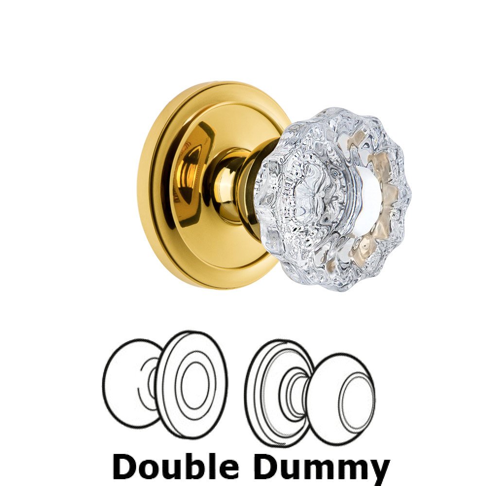 Grandeur Circulaire Rosette Double Dummy with Versailles Crystal Knob in Polished Brass