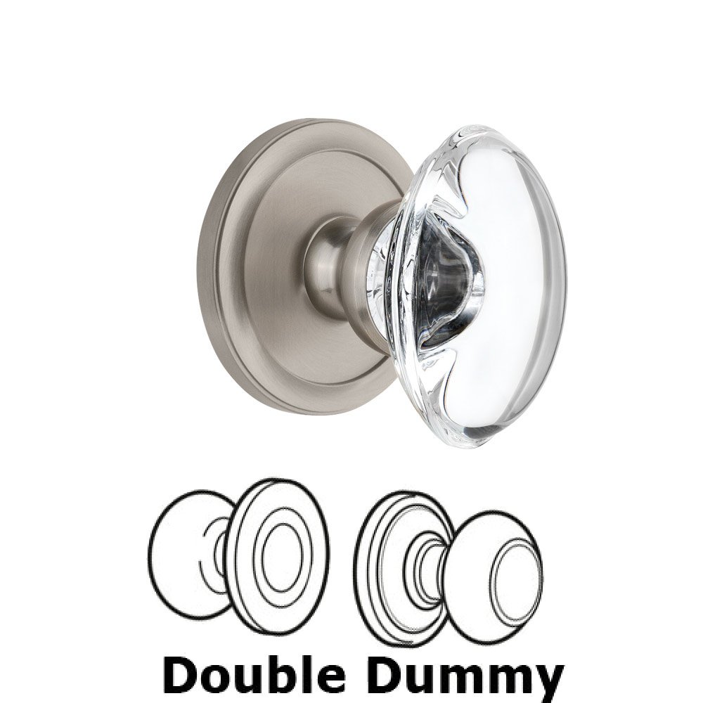 Grandeur Circulaire Rosette Double Dummy with Provence Crystal Knob in Satin Nickel