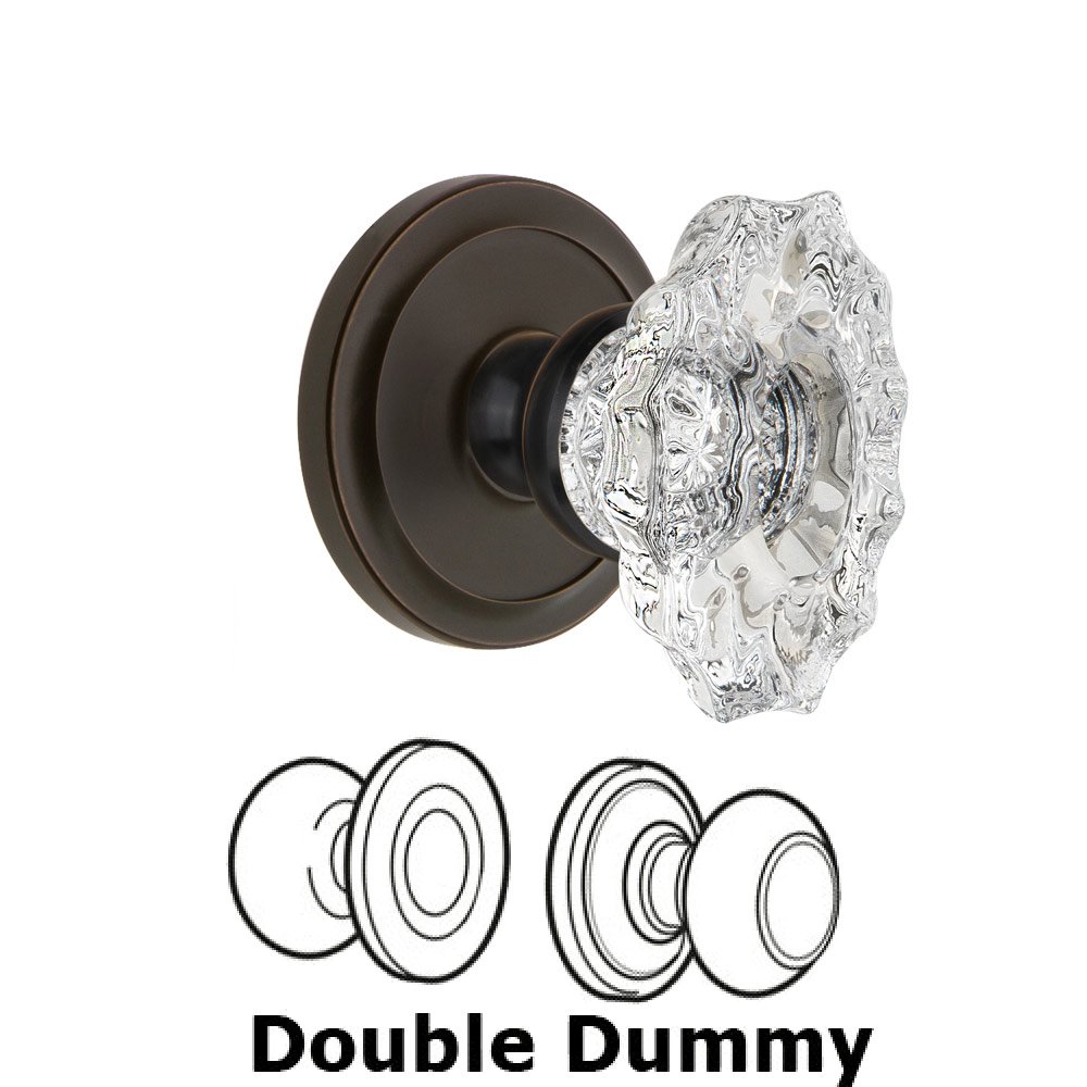 Grandeur Circulaire Rosette Double Dummy with Biarritz Crystal Knob in Timeless Bronze