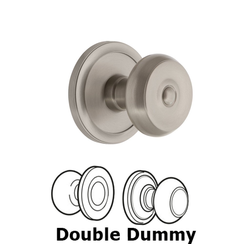 Grandeur Circulaire Rosette Double Dummy with Bouton Knob in Satin Nickel